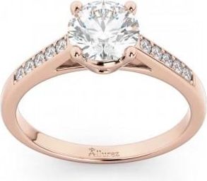 Allurez Cathedral Pave Diamond Engagement Ring Setting 14k Rose Gold (0.20ct)