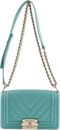 Chanel Pre-owned Boy Leder Schoudertas - Dames - Vintage Schoudertas - Blauw - ONE Size - Leer - Vintage