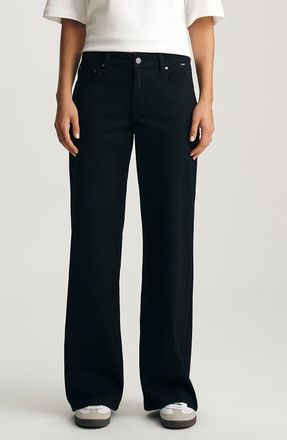 Mavi Sabrina Wide Leg Jeans in Black Move at Nordstrom, Size 32 30
