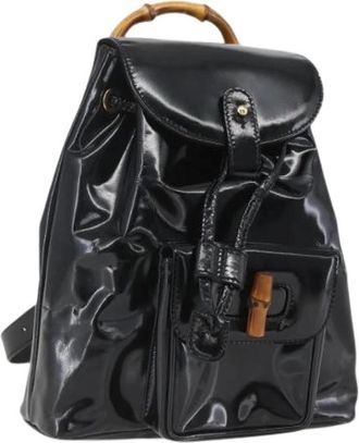 Gucci Pre-owned Vintage Leren Rugzak - Dames - Vintage Rugzakken - Zwart - ONE Size - Leer - Vintage