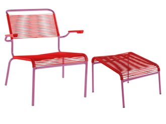 Schubiger M&ouml;bel Spaghetti-Lounger + Hocker S&auml;ntis mit Armlehnen