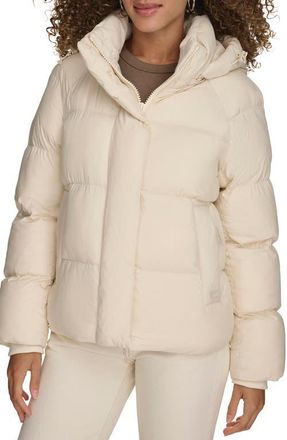 Levi's Hooded Quilted Puffer Jacket in Off White at Nordstrom, Size X-Large