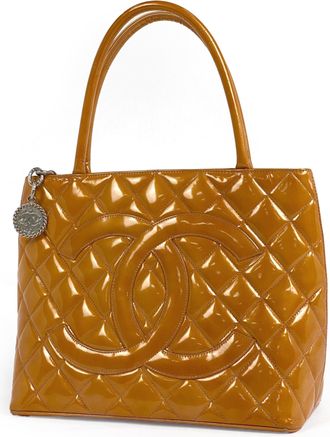 Chanel Orange Leather Handbag Tote Bag (Pre-Owned)