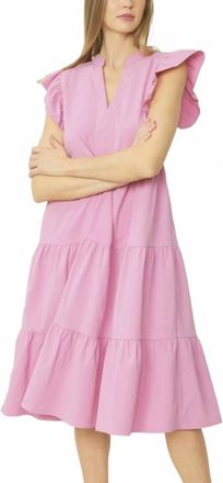 Entro Ruffle Midi Dress In Light Pink
