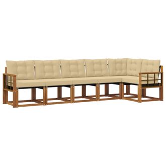 vidaXL Conjunto De Sof&aacute;s De Exterior Con Coj&iacute;n 6 Pcs Natural Y Beige Vidaxl