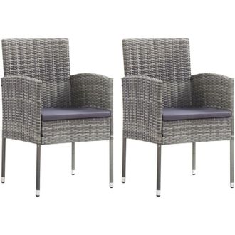 vidaXL Vidaxl - Sedie Giardino con Cuscini Grigio Scuro 2 pz Grigie Polyrattan