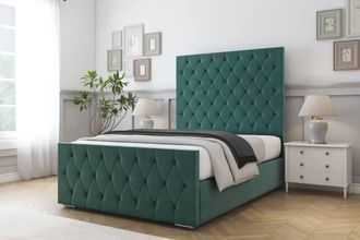 Comfort Beds Florida Plush Bed Frame With Mattress-50 Upholstered in Emerald | Size: Single
