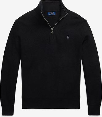 Polo Ralph Lauren Piqué-Strick-Pullover mit Stehkragen und Reissverschluss Pony
