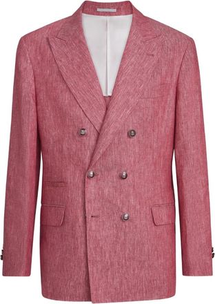 Brunello Cucinelli Blazer met klepzakken en denim knopen - Rood