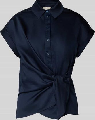 Milano Milano Italy Relaxed Fit Bluse mit Knotendetail in Marine, Gr&ouml;&szlig;e 42