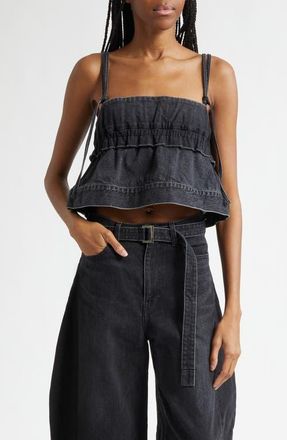 sacai Crop Denim Camisole in Black at Nordstrom, Size 1