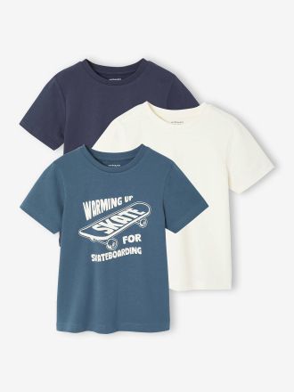 Vertbaudet Lot 3 tee-shirts manches courtes gar&ccedil;on bleu