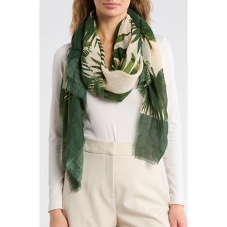 Vince Camuto Palm Print Wrap Scarf in Green at Nordstrom Rack