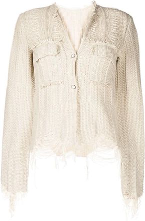 JNBY cropped button-up cardigan - women - Ramie/Cotton/Nylon - L - Neutrals