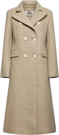 Silvian Heach Cappotto doppiopetto lungo - Dames - Mantel - Beige - L - Leer - Jassen