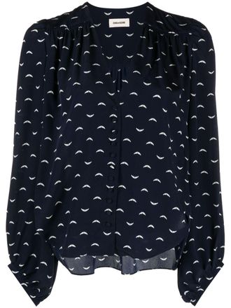 Zadig&Voltaire graphic-print long-sleeved blouse - Blue