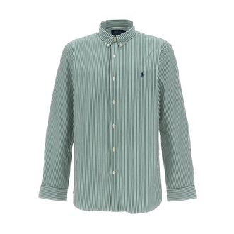 Polo Ralph Lauren Gestreepte Stretch Poplin Overhemd - Heren - Casual Overhemden - Groen - M - Katoen - Overhemden