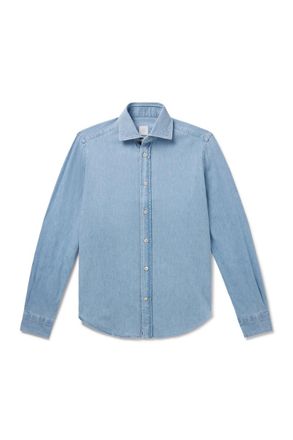 Eleventy Slim-Fit Cotton-Chambray Shirt