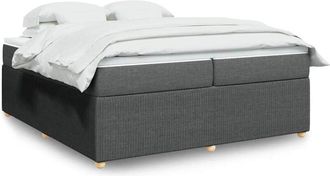 vidaXL Vidaxl - Cama Box Spring Con Colch&oacute;n Tela Gris Oscuro 200x200 Cm