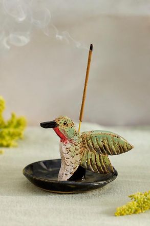 Terrain Hummingbird Stoneware Incense Holder