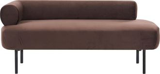 Beliani Chaise Longue Tapizado De Terciopelo Patas De Metal Izquierdo Marr&oacute;n Oscuro Mirmande