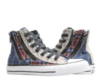 Converse Womens Converse Chuck Taylor All Star Dual Zip Hi Plaid White/Bordeau Sneakers 549575C