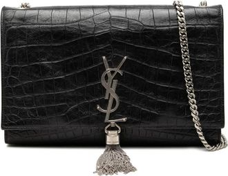 Saint Laurent Pre-owned Saint Laurent Medium Croc Embossed Leather Monogram Kate Tassel Crossbody Ladies B7KNYMY3B29OH1OL