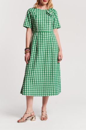 Frances Valentine Michelle Midi Dress Gingham in Green/oyster at Nordstrom, Size X-Large