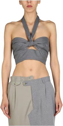 Polo Ralph Lauren Bow-Back Mouwloze Top - Dames - Tops zonder mouwen - Grijs - S/M - Tops