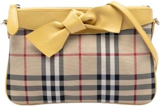 Burberry Pre-owned Cross Body Bags, female, Beige, Size: ONE SIZE Pre-owned Coated Canvas Crossbody Bag