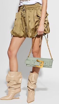 Balmain Leather Clutch, Womens, Green