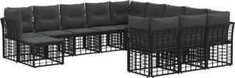 vidaXL Conjunto De Sof&aacute;s De Exterior 12 Uds. Negro Y Gris Oscuro Vidaxl