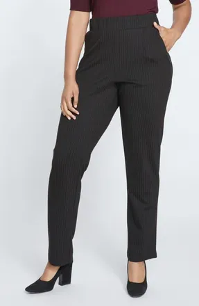 Universal Standard Smart Elastic Waist Ponte Pants in Slate Pinstripe at Nordstrom, Size Xxx-Large