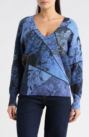 Desigual Floral Ribbed Pullover Sweater in Blue at Nordstrom Rack, Size Medium