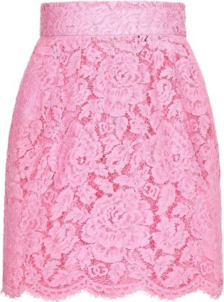 Dolce & Gabbana floral lace miniskirt - women - Viscose/Polyamide/Cotton - 38 - Pink
