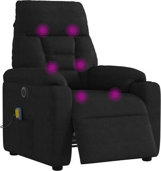 vidaXL Sill&oacute;n Reclinable De Masaje El&eacute;ctrico Tela De Microfibra Negro Vidaxl