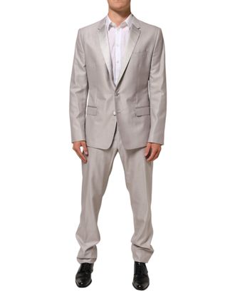 Dolce & Gabbana Mens Light Gray Wool 2 Piece Martini Formal Suit Pl+se+wv