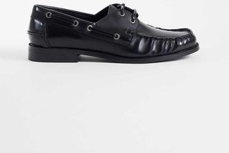 Asos Scarpe da barca stringate con arricciature nero polido
