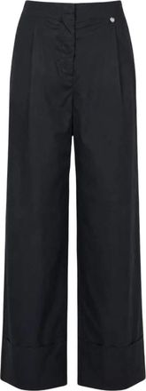 Liu Jo Wijde Cropped Broek - Dames - Broeken - Zwart - Maat: XL Katoen