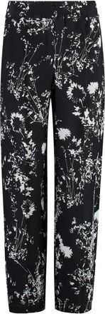 Victoria Beckham Zijden bloemenprint - Dames - Straight fit broeken - Zwart - 2XS - Broeken