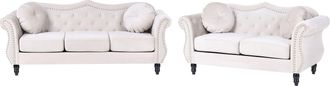 Beliani Set Divani In Velluto Beige 5 Posti Skien
