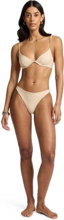 Onia Ashley Bikini Brief Bottom in Ochre/white at Nordstrom, Size X-Large