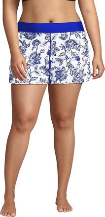 Lands End Plus Size SunShade UPF 50 3 Board Shorts with Panty in White/blue Vintage Floral at Nordstrom, Size 16W