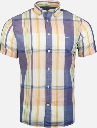 GANT Mens GANT Regular Fit Indian Madras Short Sleeve Shirt, Eggshell - Size: 42/Regular