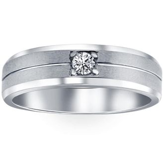 Pompeii3 1/6Ct Diamond Brushed Mens Wedding Band in White, Yellow, or Rose Gold Lab Grown
