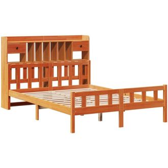 vidaXL Bookcase Bed without Mattress Wax Brown 160x200cm Solid Wood Pine Vidaxl