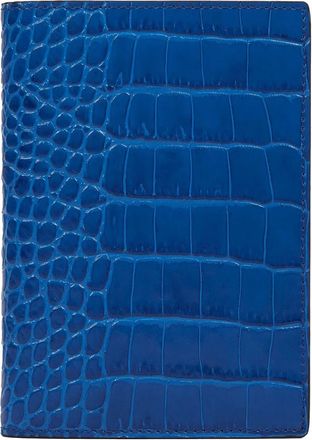 Smythson crocodile-embossed passport cover - unisex - Calf Leather - One Size - Blue