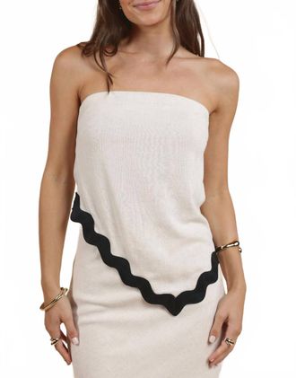 Sadie & Sage Strapless Ric Rac Trim Top In Off White