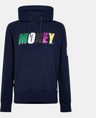 Money Clothing Mens Embroidered Hooded Neck Long Sleeve Sweatshirt - Navy - Size: 34