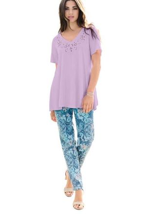 Roaman's Eyelet Swing Tee in Pale Lavender at Nordstrom, Size 32